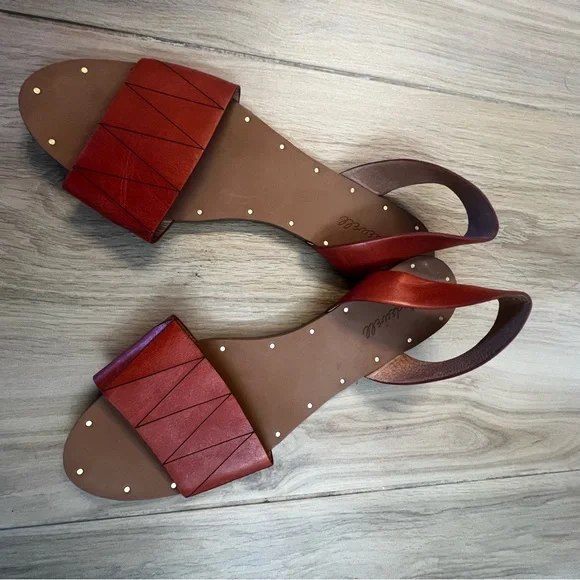 Madewell Dusty Red Leather Slingback Sandals - Picture 3 of 5